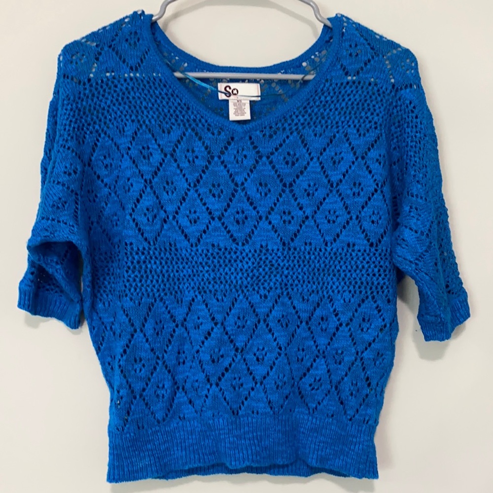 Gorgeous cobalt blue knit crop sweater